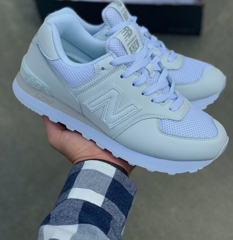 Жіночі кросівки New Balance 574 White Leather 36-40рр. Живе фото (топ ААА+), фото 1
