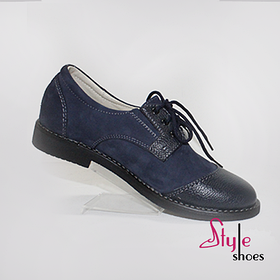 АКЦІЯ!Туфлі оксфорд для хлопчиків зі шкіри синього кольору "Style Shoes"