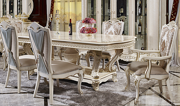 Комплект стіл+8 стільців, овальний розкладний елітний, бароко, Комо, фото 3