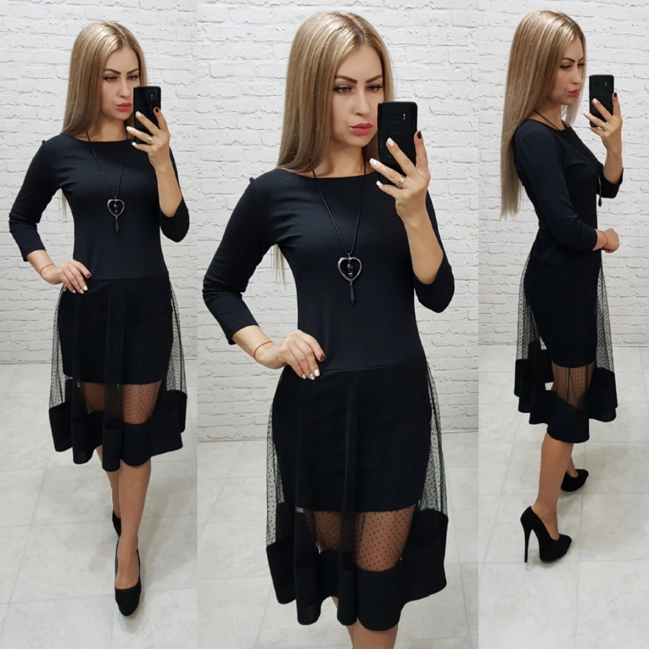 Сукня люкс, арт 146,тканина креп - дайвінг, чорне, фото 1