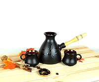 Турка Того Иероглиф керамическая с деревянной ручкой и двумя чашками 500 мл + рассекатель