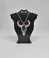 Кулон Хрустальный коровий череп с рогами серебро 925 рога колье ожерелье