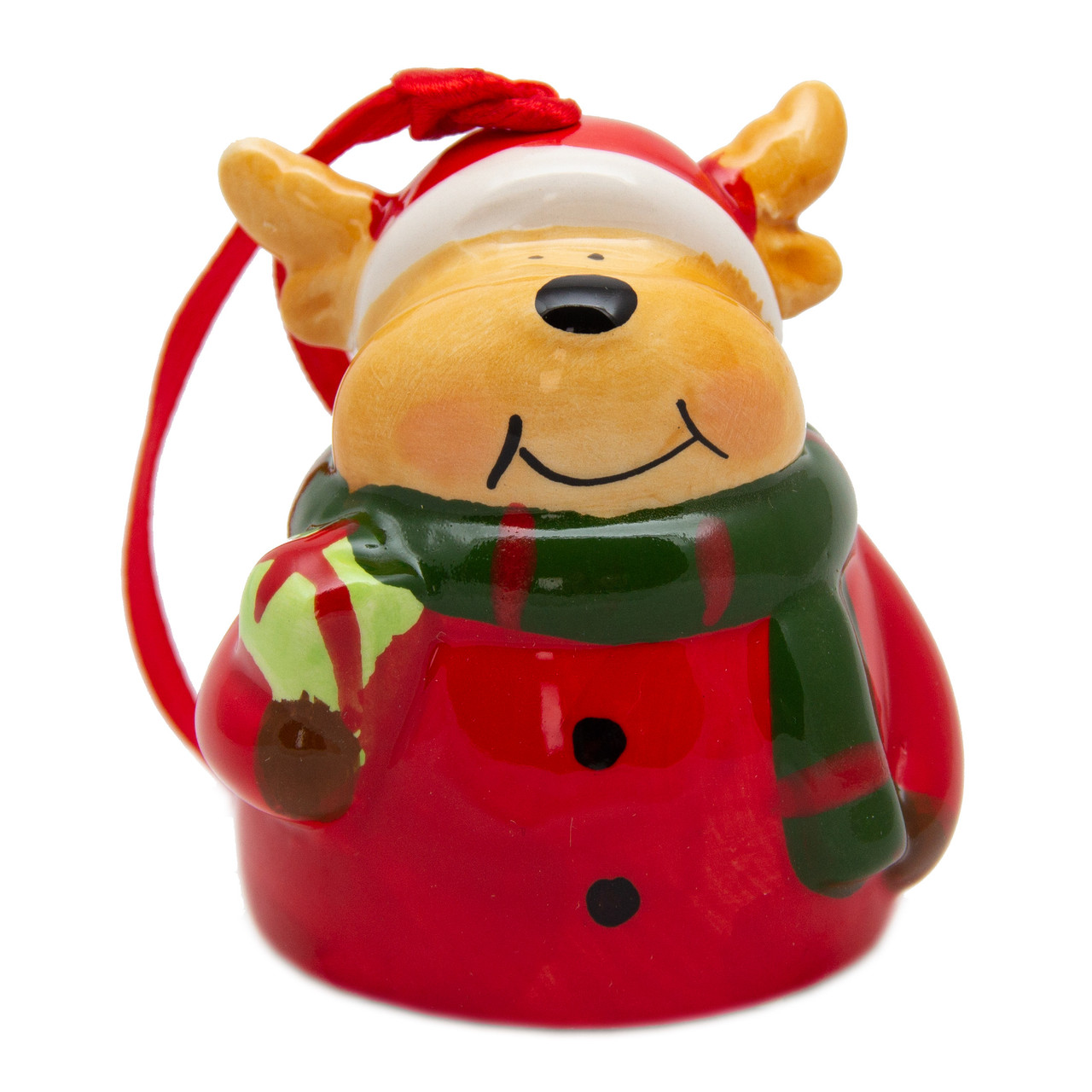 Новорічна ялинкова іграшка - фігурка Олень 8 см, червоний, кераміка (021826), фото 1