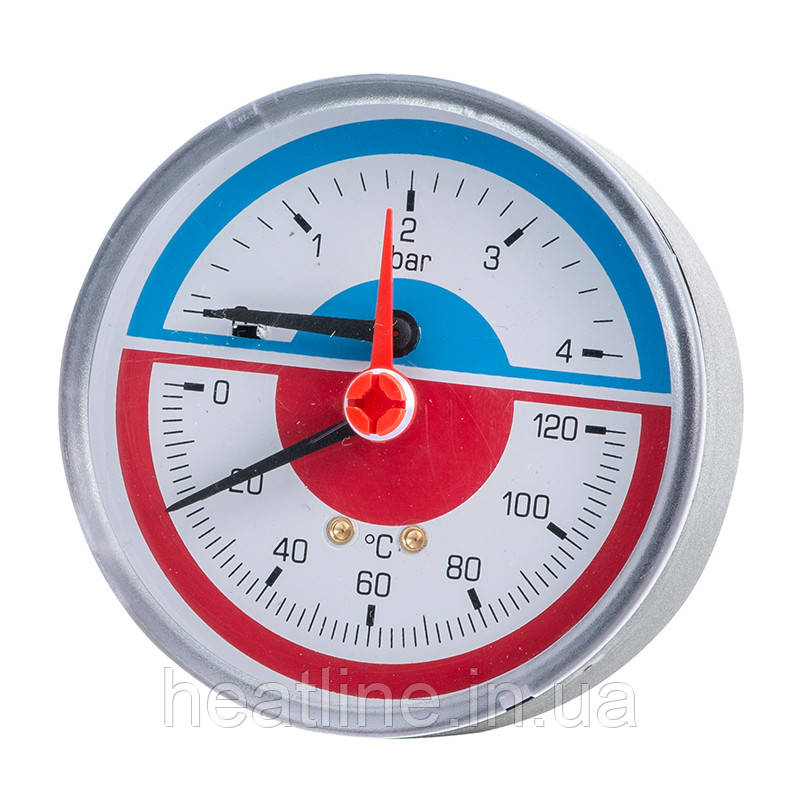 Термоманометр EMMETI горизонтальний (заднє підключення)   80мм  (00600012)