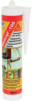 Sikacryl®100 - Еластопластічний однокомпонентний герметик для внутрішнього застосування, білий, 300 мл, фото 1