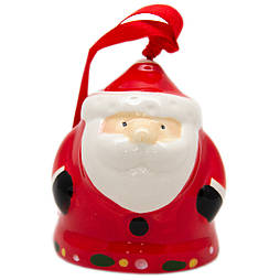 Новорічна ялинкова іграшка - фігурка-дзвіночок Дід Мороз, 8 см, червоний, кераміка (024957)