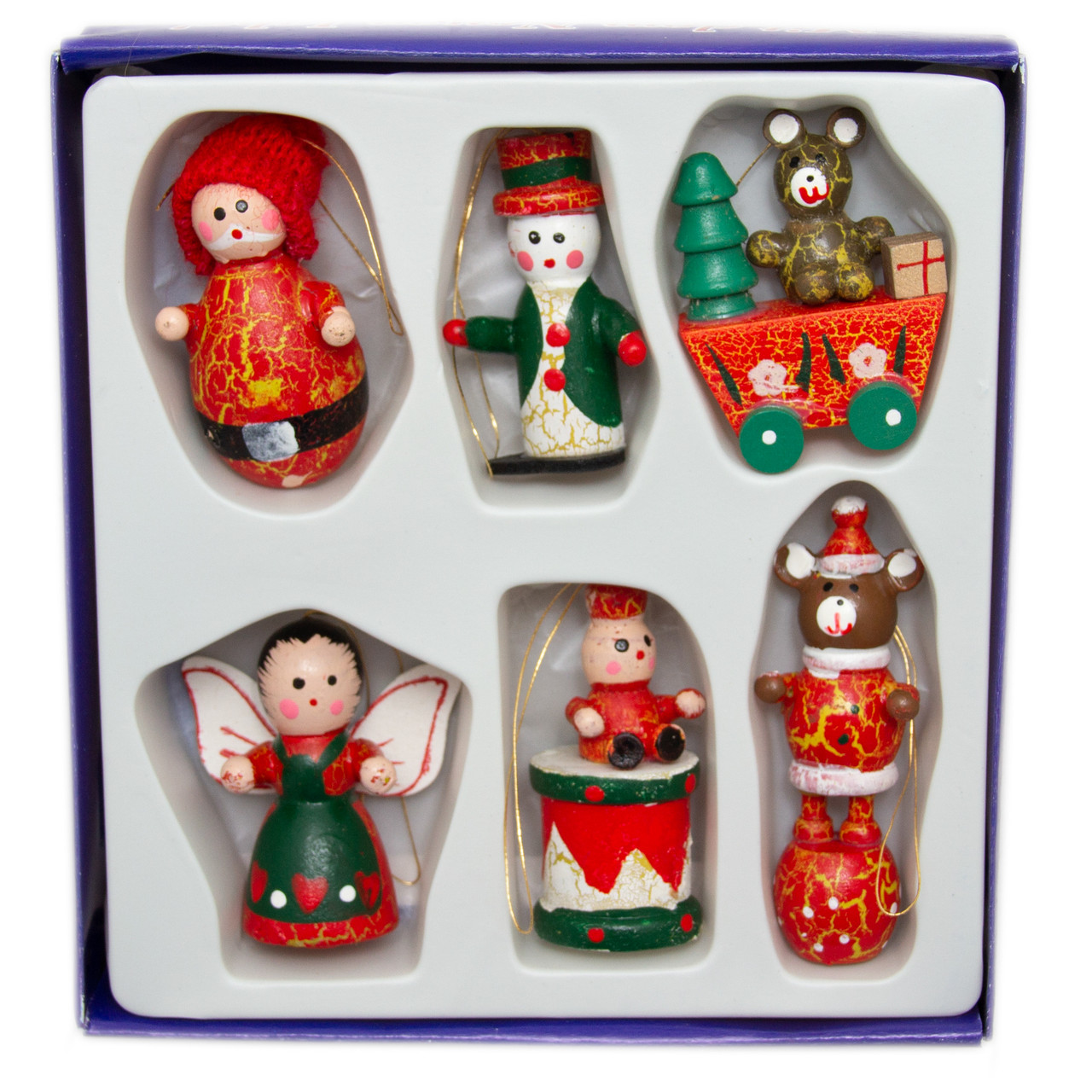 Набор елочных игрушек - деревянные фигурки, 6 шт, 14x14 см ...