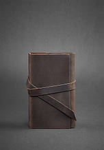 Блокнот (софт-бук) зі стрічкою-застібкою в обкладинці з натуральної шкіри Темно-коричневий