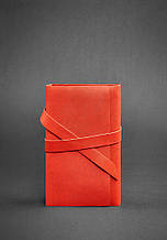 Блокнот (софт-бук) зі стрічкою-застібкою в обкладинці з натуральної шкіри Кораловий