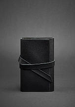 Блокнот (софт-бук) зі стрічкою-застібкою в обкладинці з натуральної шкіри Чорний