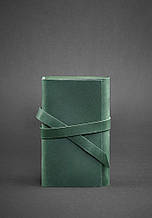 Блокнот (софт-бук) зі стрічкою-застібкою в обкладинці з натуральної шкіри Зелений