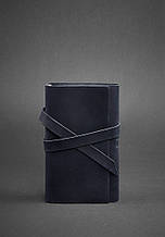 Блокнот (софт-бук) зі стрічкою-застібкою в обкладинці з натуральної шкіри Синій