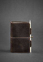 Блокнот софт-бук на гумці з тримачем для ручки обкладинка з натуральної шкіри Crazy Horse Темно-коричневий