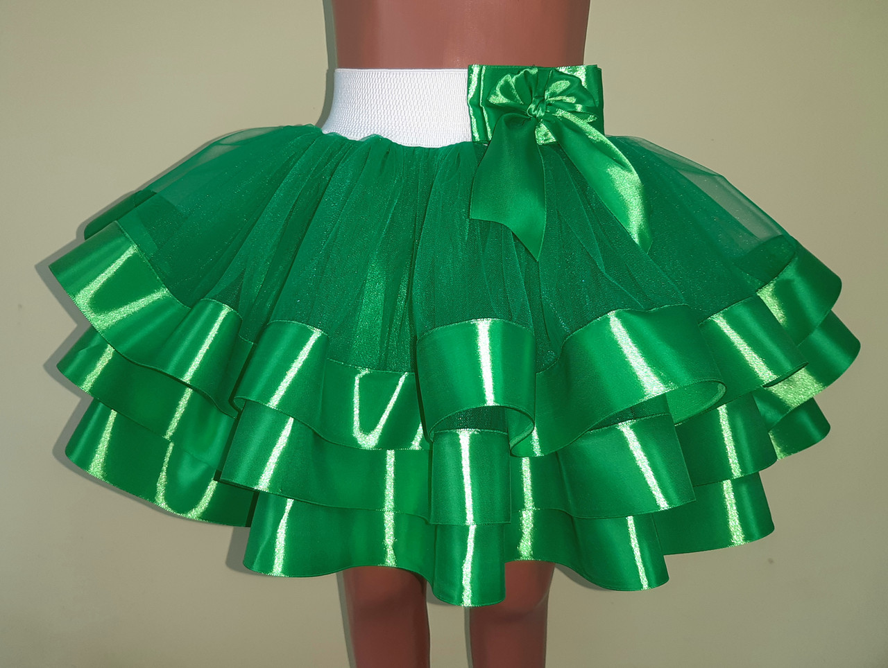Дитяча пишна зелена спідничка в три шари фатину, розмір 110-116, фото 1