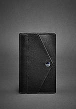 Блокнот (софт-бук) зі змінними блоками з обкладинкою із натуральної шкіри закривається на кнопку Чорний