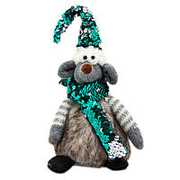 М'яка іграшка - щур з яскравим зеленим абажуром, 25 см, сірий, зелений, текстиль (460402)