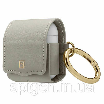 Чохол Spigen для навушників Apple AirPods La Manon Leather, Light Gray, фото 1