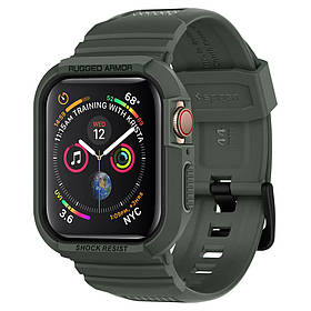 Чехол и ремешок Spigen для Apple Watch 5/4 (44mm) Rugged Armor Pro 2 in 1, Military Green