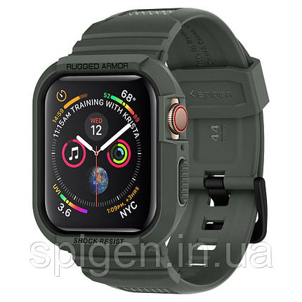 Чехол и ремешок Spigen для Apple Watch 5/4 (44mm) Rugged Armor Pro 2 in 1, Military Green, фото 1