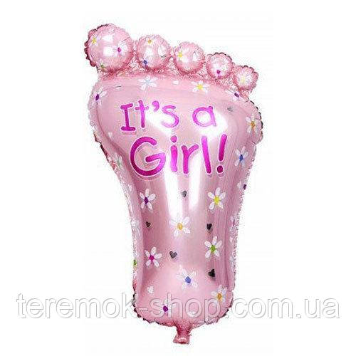 Куля фольгована фігура Стоп дівчинки рожева розмір 32х81см Китай, фото 1