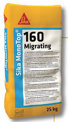 Sika MonoTop®- 160 Migrating - Гідроізоляційна суміш (проникаюча гідроізоляція) на цементній основі, 25 кг, фото 1