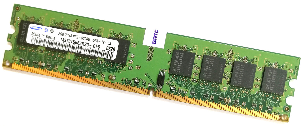 Оперативна пам'ять Samsung DDR2 2Gb 667MHz PC2 5300U 2R8 CL5 (M378T5663RZ3-CE6) Б/В