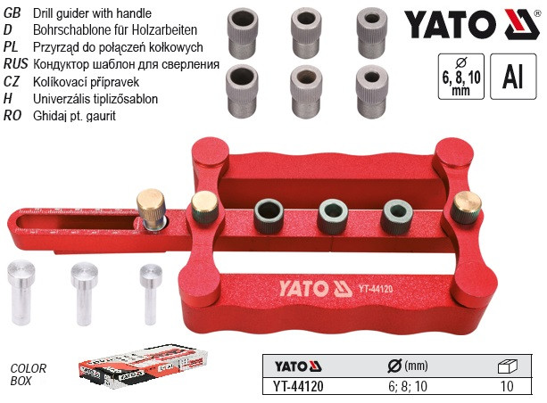Пристрій для кілкових сполучень YATO з діаметрами 6, 8, 10 мм, ширина 17 - 50 мм