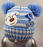 ОПТ Шапочка для хлопчика "Пес Рекс", для новонароджених, на флісі, фото 2