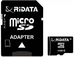 Карта пам'яті RIDATA micro SDHC 16Gb + SD adapter (class10)