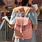 Шкіряний жіночий рюкзак Олсен рожевий, фото 7