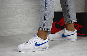 Жіночі кросівки Nike Air Force,білі з синім, фото 2