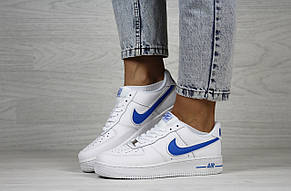 Жіночі кросівки Nike Air Force,білі з синім, фото 2