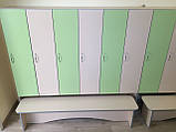 Шафа дитяча для одягу роздягальника секційний 5, 4, 3, 2 секції з лавочкою, 18 ЛДСП ST-028-1, фото 2