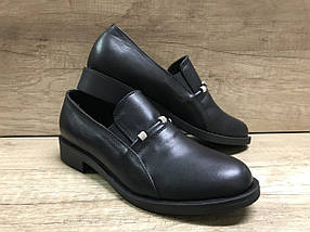 Жіночі туфлі лофери з натуральної шкіри 37 розмір чорні VIKTTORIO, фото 3