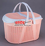 Кошик пластиковий для пікніка 25 л 44х31х27 см (колір — персиковий) Irak Plastik SP-125-3, фото 2
