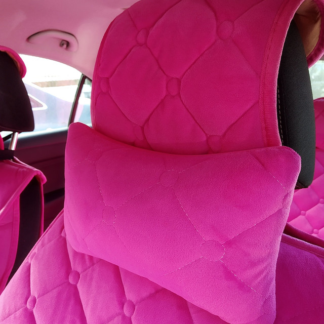Комплект авточехлов из велюра розовый