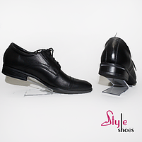 Туфлі підліткові для хлопчиків зі шкіри чорного кольору на шнурівці та резинках «Style Shoes», фото 2
