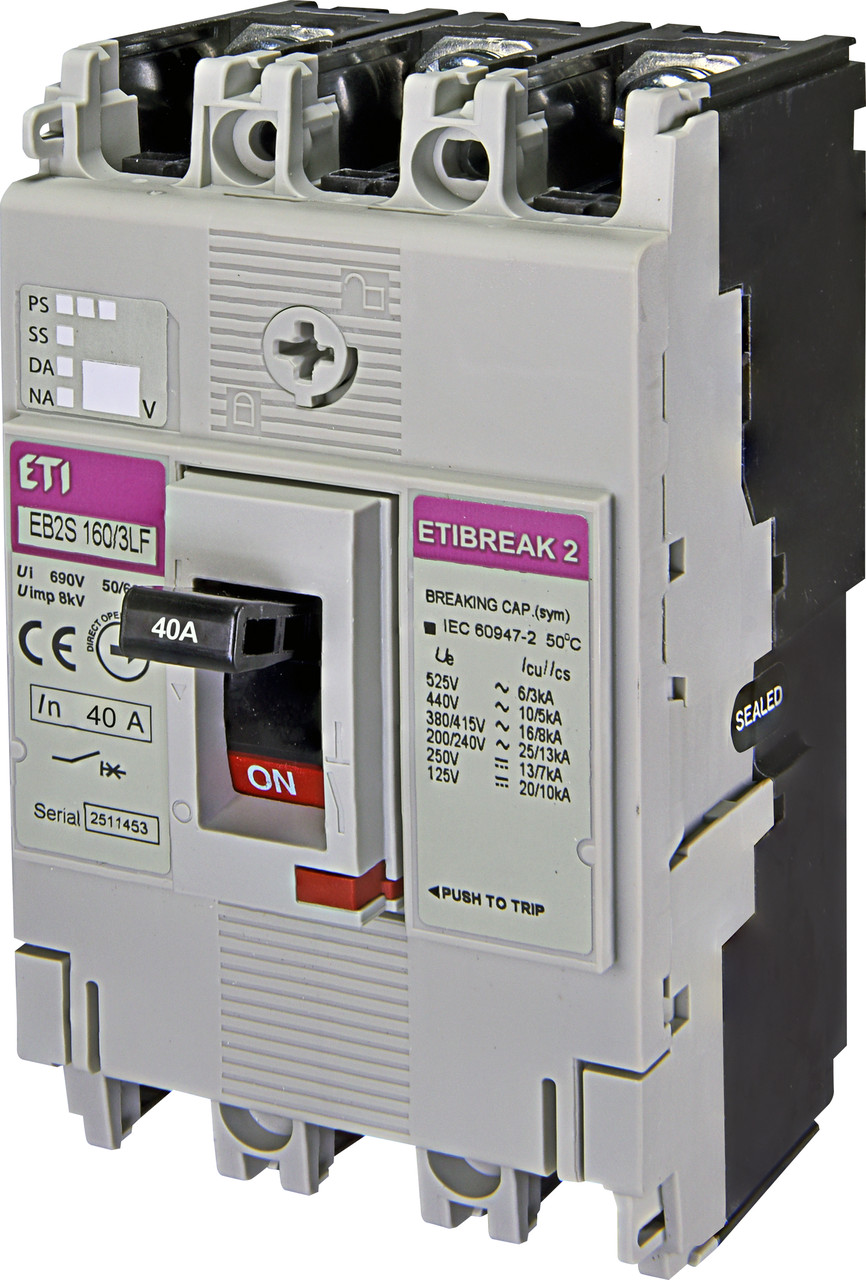 Авт. вимикач ETIBREAK EB2S 160/3LF 40A 3P 16kA фіксований ETI 4671805 силовий