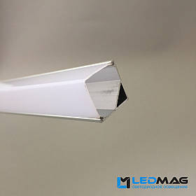 LED профіль для світлодіодної стрічки кутової 16x16 мм з прямокутним розсіювачем