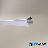 LED профіль для світлодіодної стрічки кутової 16x16 мм з прямокутним розсіювачем, фото 5