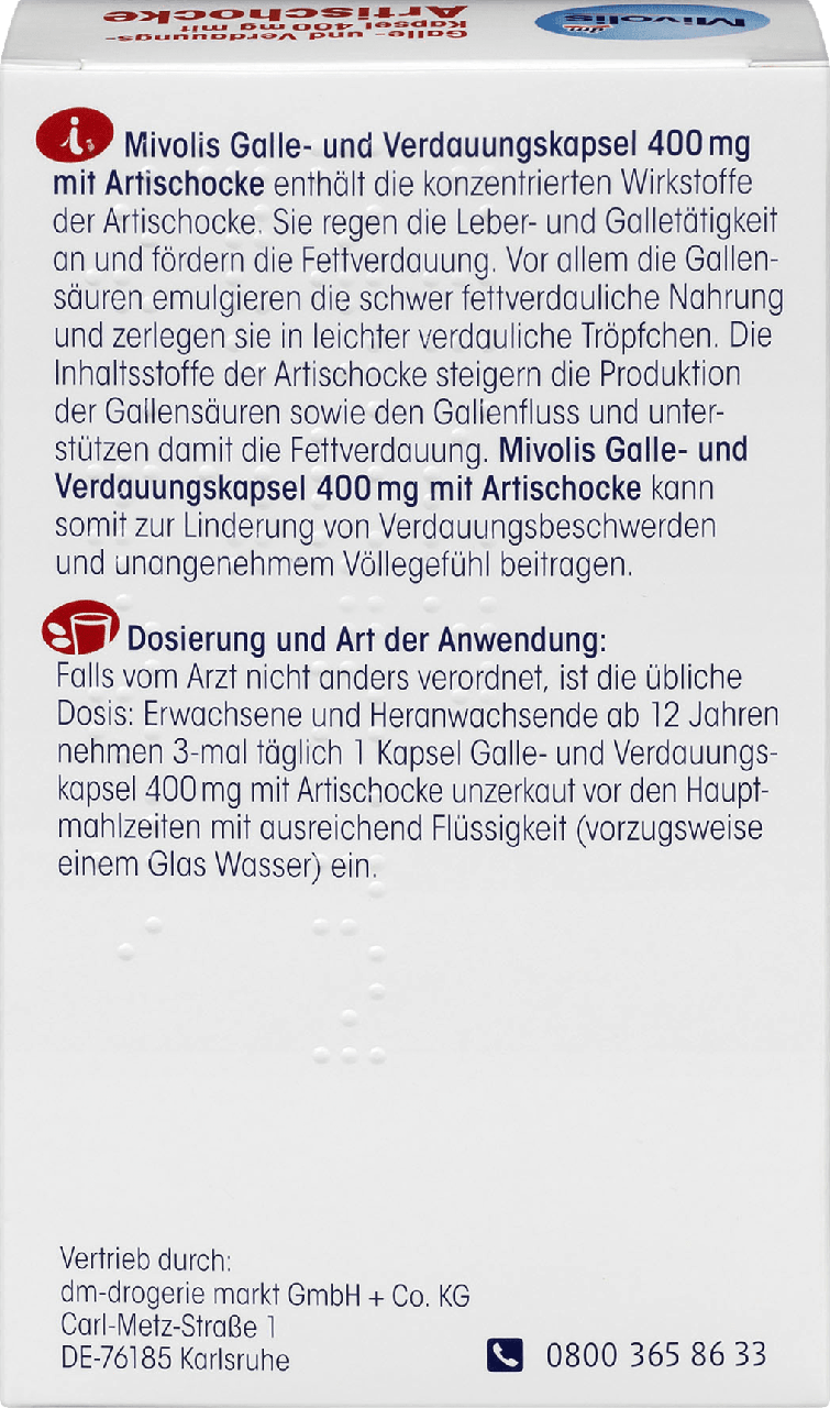 Биологически активная добавка Mivolis Galle und Verdauungskapsel, 60 шт. - фото 3 - id-p192844887