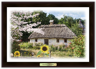 Еко-картина Хата з соняшником укек05к10х15 Тур-Колекшн