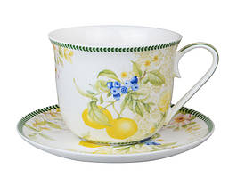 Чашка з блюдцем, чайна пара Лимон 500 мл 924-386