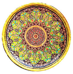 Декоративна тарілка із глини  "Чорнення золота" діаметром 42 см