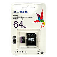 Карта пам'яті ADATA MicroSD 64GB UHS-I Class 10 + SD адаптер