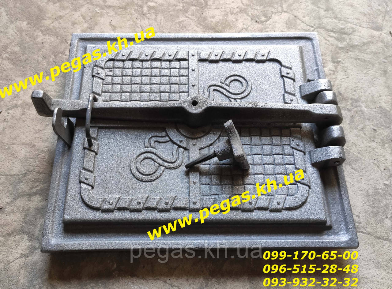 Дверцята чавунна барбекю, грубу, печі, мангал 360х330 мм, фото 1