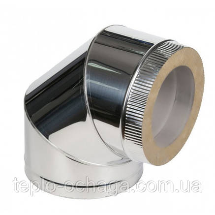 Коліно з теплоізоляцією для димоходу 90 нержавейка у оцинкування, фото 1
