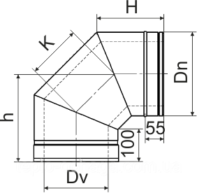 Коліно з теплоізоляцією для димоходу 90 нержавейка у оцинкування, фото 2