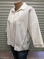 Женская блуза 48+с кружевом молочного цвета