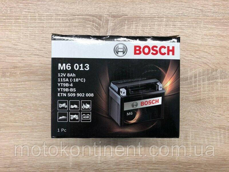 Мото акумулятор BOSCH M6 AGM ЛЕВ [+] 12V 8AH 115A 149x70x105 Bosch 0092M60130 (YT9B-BS або YT9B-4)